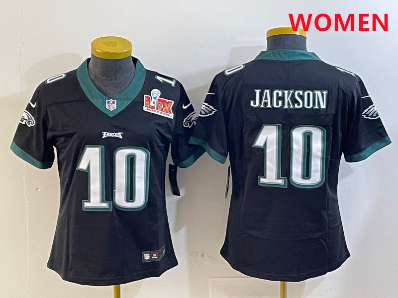 Women Philadelphia Eagles 10 Jackson Black Second generations 2025 Nike Vapor Limited NFL Jersey style 2